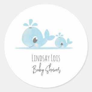 Schattige Moeder Walvis Baby Walvis Baby Shower Ronde Sticker