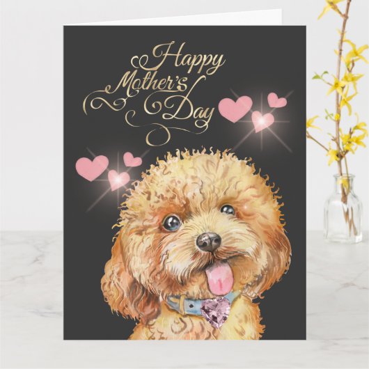 Schattige Moederdag Hond Kaart (Gele Bloem)