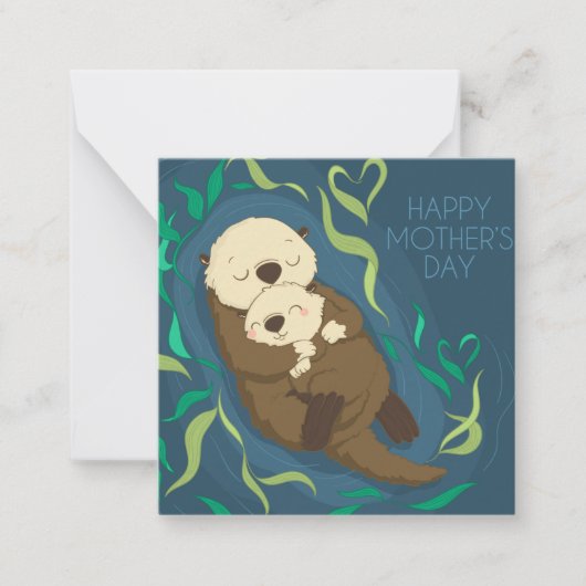 Schattige Moederdag Otters Notitiekaartje (Voorkant)