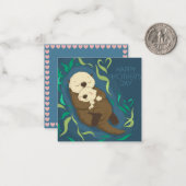 Schattige Moederdag Otters Notitiekaartje (Voorkant / Achterkant in situ)
