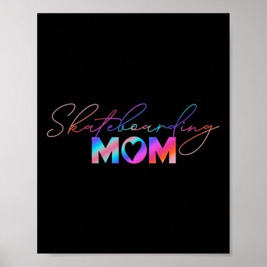 Schattige Moederdag Regenboog Skateboarden Moeder Poster (Voorkant)