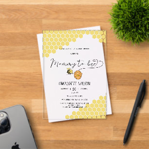 Schattige Moedertje To Bee Honingraat Baby Shower Acryl Uitnodigingen