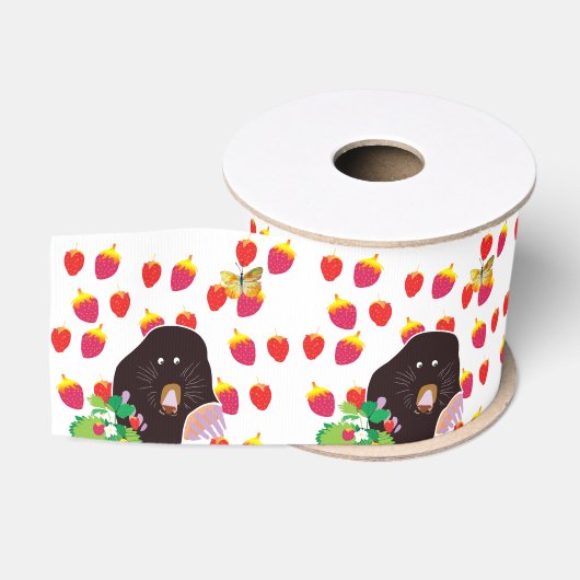 Schattige Mol, Aardbeien, Vlinder Grosgrain Lint (Spoel)