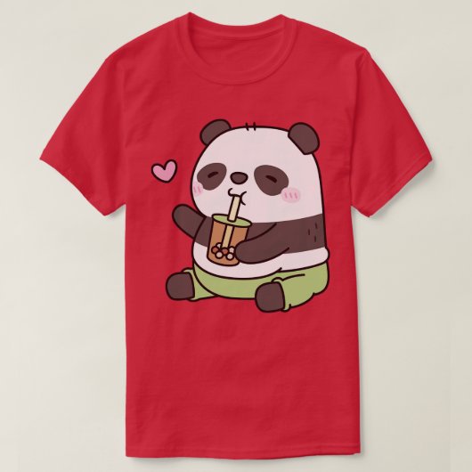 Schattige mollig panda Beer houdt van bubbelthee T-shirt (Design voorkant)