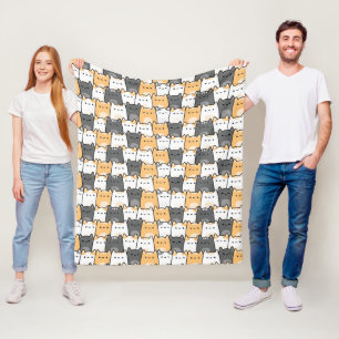 Schattige Mollige Kat Doodle Fleece Deken