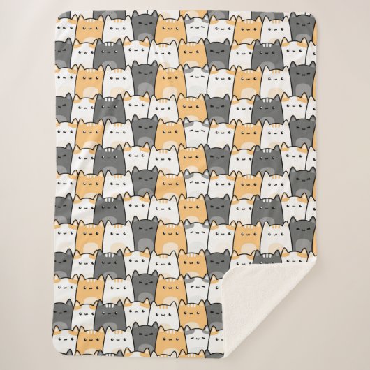 Schattige Mollige Kat Doodle Sherpa Deken (Voorkant)