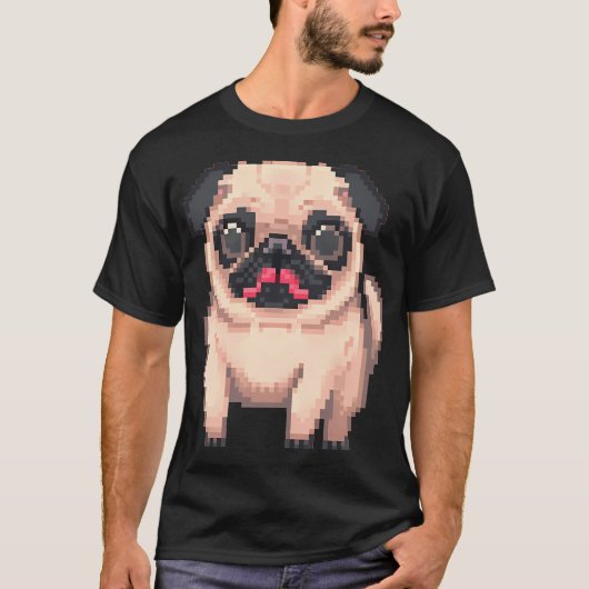 Schattige Mollige Pug - Pixelart T-shirt (Voorkant)