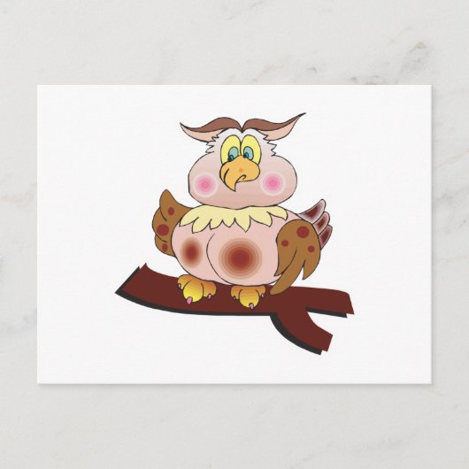 schattige mollige uil briefkaart (Voorkant)