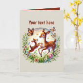 Schattige Mom baby aanpasbaar hert Kaart (Gele Bloem)