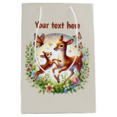 Schattige Mom baby aanpasbaar hert Medium Cadeauzakje (Voorkant)