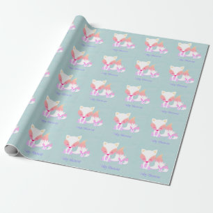 Schattige Momma Fox en Baby Fox Baby shower Cadeaupapier