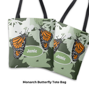 Schattige Monarch Butterfly Duo op Swan Plant Tote Bag