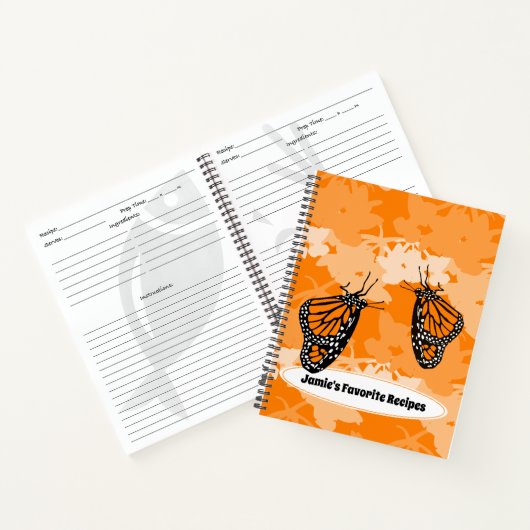 Schattige Monarch Vlinders Oranje Favoriet Notitieboek (Binnen)