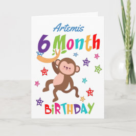 Schattige Monkey 6 maanden jarig Kaart