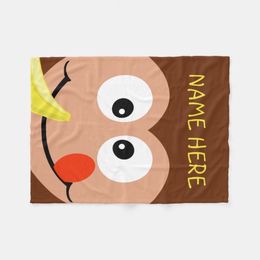 Schattige Monkey Aangepaste Naam Kinder Dierentuin Fleece Deken (Voorkant (Horizontaal))