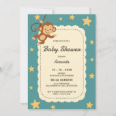 Schattige Monkey Baby shower Invitation Kaart (Voorkant)