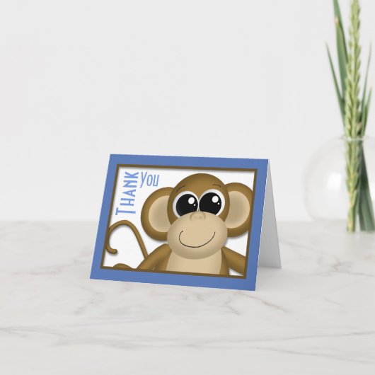 Schattige Monkey Blue bedankkaart (Voorkant)