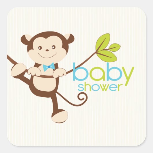 Schattige Monkey Boy Baby shower Sticker (Voorkant)