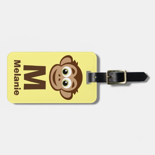 Schattige Monkey cartoon aangepaste bagagelabel vo (Voorkant horizontaal)