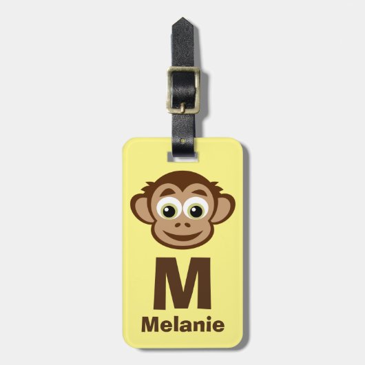 Schattige Monkey cartoon aangepaste bagagelabel vo (Voorkant verticaal)