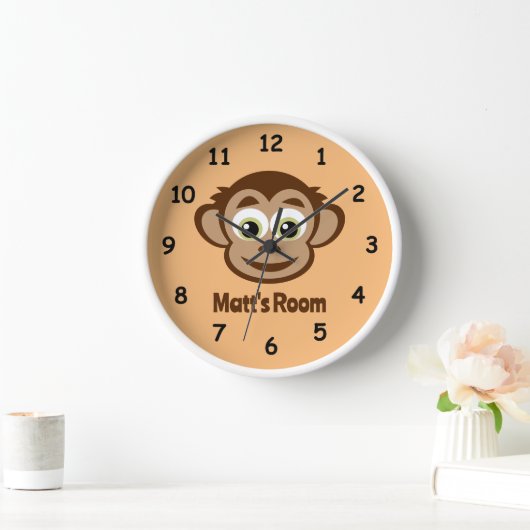 Schattige Monkey cartoon wandklok voor de kamer va (Huis)