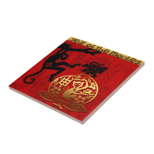Schattige Monkey Chinees Jaar Zodiac Verjaardag Te Tegeltje (Zijkant)
