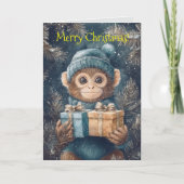 Schattige Monkey Christmas Kaart (Voorkant)