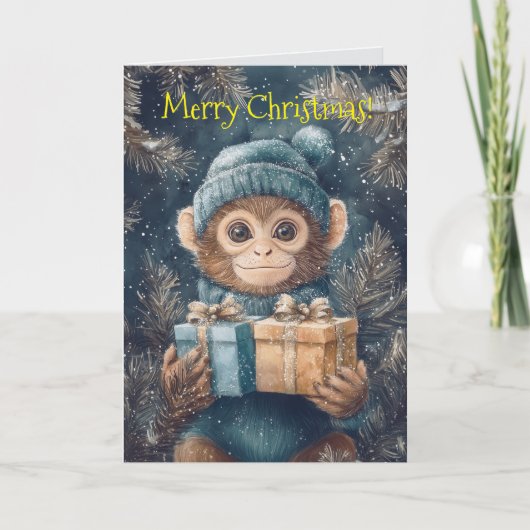 Schattige Monkey Christmas Kaart (Voorkant)