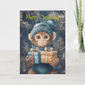 Schattige Monkey Christmas Kaart