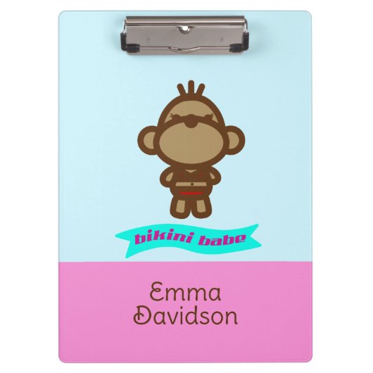 Schattige Monkey Custom Name Klembord (Voorkant)