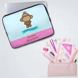 Schattige Monkey Custom Name Laptop Sleeve