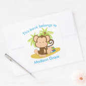 Schattige Monkey Dit boek behoort tot Bookplate Vierkante Sticker (Envelop)