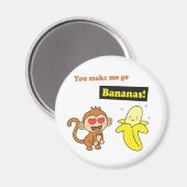 Schattige Monkey Go Bananas Corny Pun Magneet (Voorkant / Achterkant)