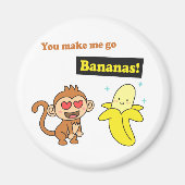 Schattige Monkey Go Bananas Corny Pun Magneet (Voorkant)