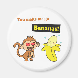 Schattige Monkey Go Bananas Corny Pun Magneet