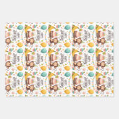 Schattige Monkey Happy Birthday Party Cake Inpakpapier Vel (Voorkant)