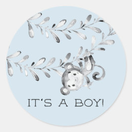 Schattige Monkey Het is een Boy Favor Sticker
