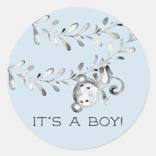 Schattige Monkey Het is een Boy Favor Sticker