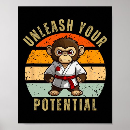 Schattige Monkey Japans Zelfverdediging Karate Poster (Voorkant)