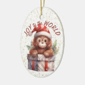 Schattige Monkey Joy aan de Wereld Kleinkind Keramisch Ornament (Links)