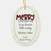 Schattige Monkey Joy aan de Wereld Kleinkind Keramisch Ornament (Achterkant)