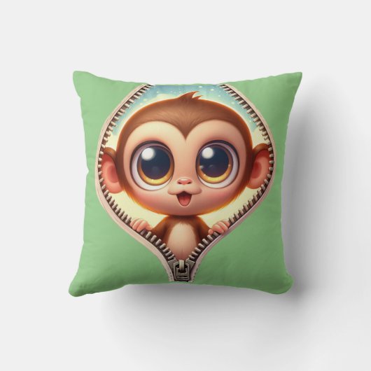 Schattige Monkey Kinder  naam Kussen (Achterkant)