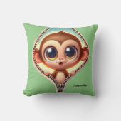 Schattige Monkey Kinder naam Kussen (Voorkant)