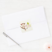Schattige Monkey Meisje Baby shower Sticker (Envelop)