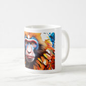 Schattige Monkey Mosaic Fantasy Mok Design. (Voorkant rechts)