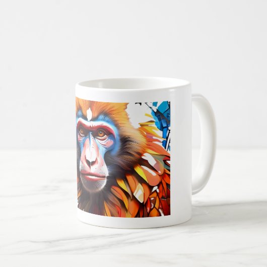 Schattige Monkey Mosaic Fantasy Mok Design. (Voorkant rechts)