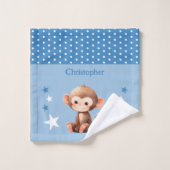 Schattige Monkey Naam toevoegen Polka Dots Stars B Washandje (Wasdoekje)