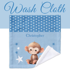 Schattige Monkey Naam toevoegen Polka Dots Stars B Washandje