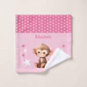 Schattige Monkey Naam toevoegen Polka Dots Stars P Washandje (Wasdoekje)
