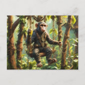 Schattige Monkey Oerwoud Steampunk Briefkaart (Voorkant)